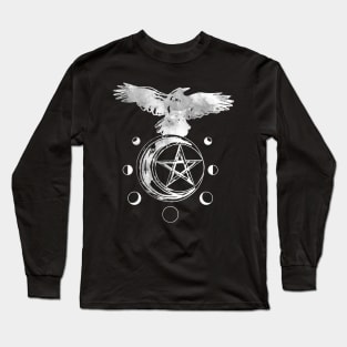 Raven Pentagram Moon Phases Long Sleeve T-Shirt